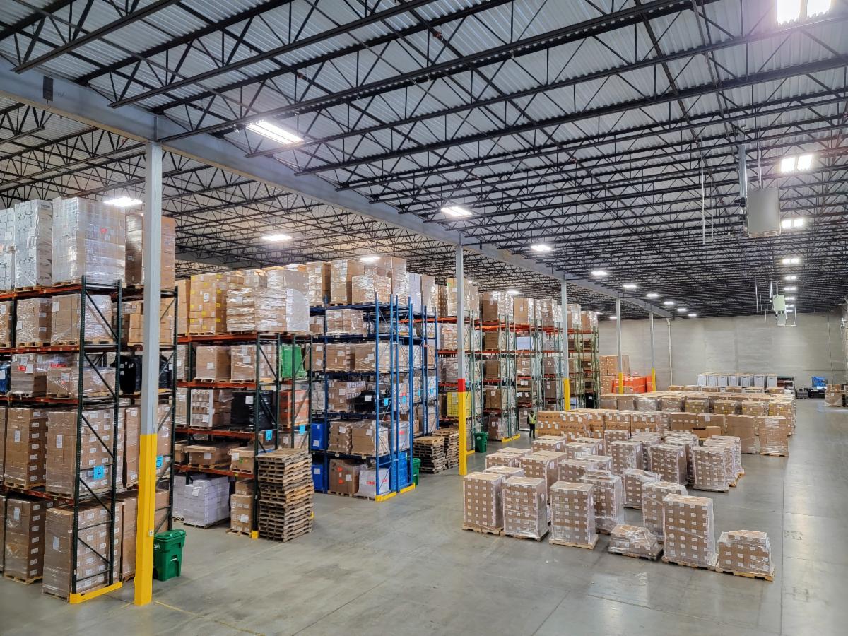 Palletized inventory in an MTL warehouse