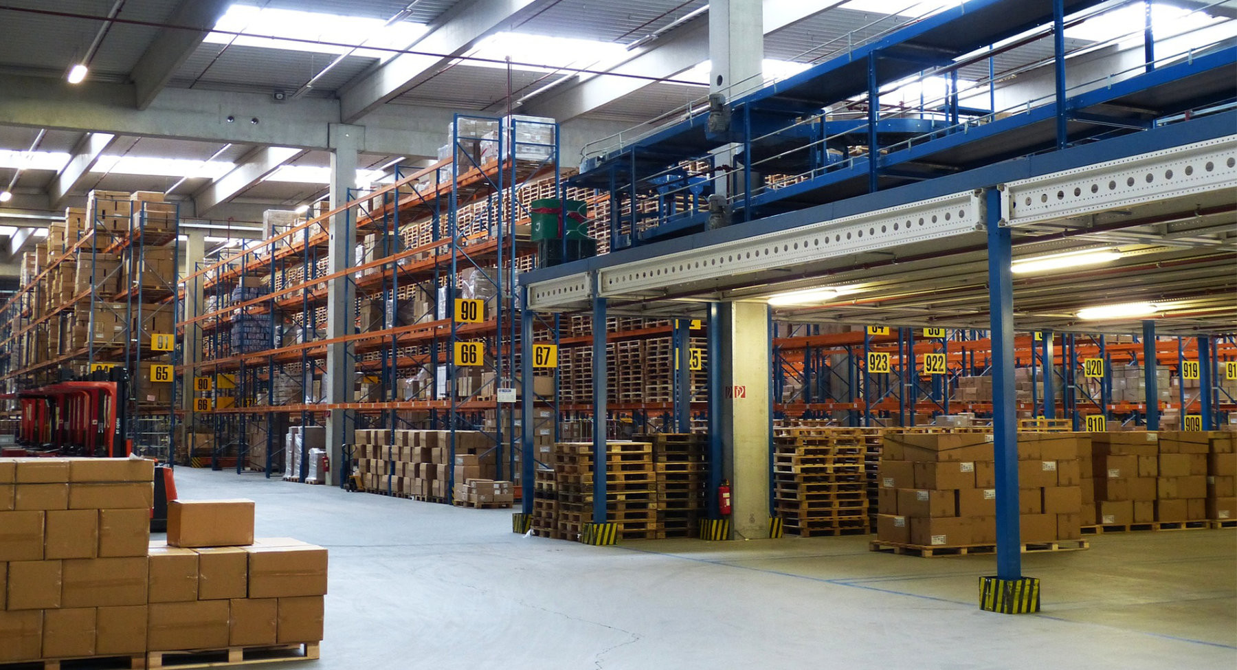 Pallet racks and inventory in MTL's warehouse